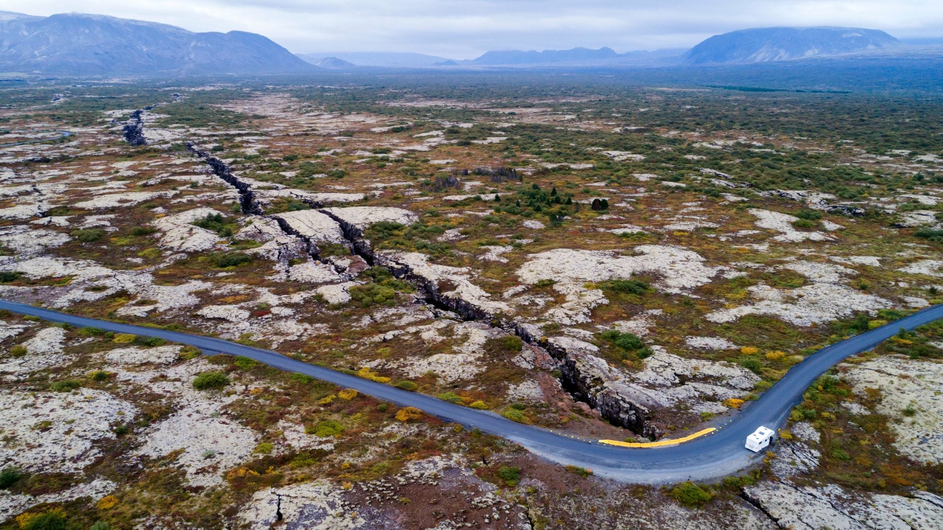 Aerial view motorhome