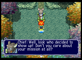 A screenshot of the Chief saying, "Well, look who decided to show up! Don't you care about your mission at all?"