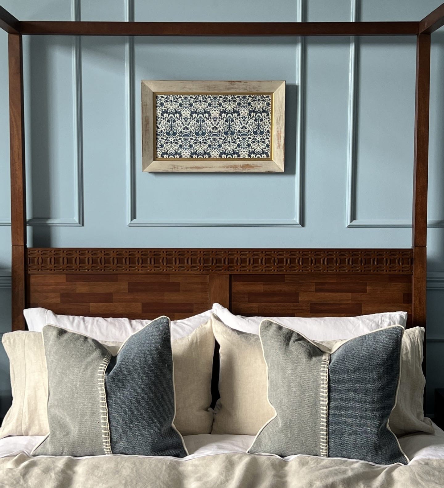 William Morris fabric in a frame - room designed by up clark