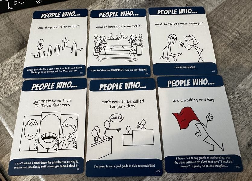 The Judge might get these cards from the players based on the card they chose first. Now the judge determines which one is the best match!