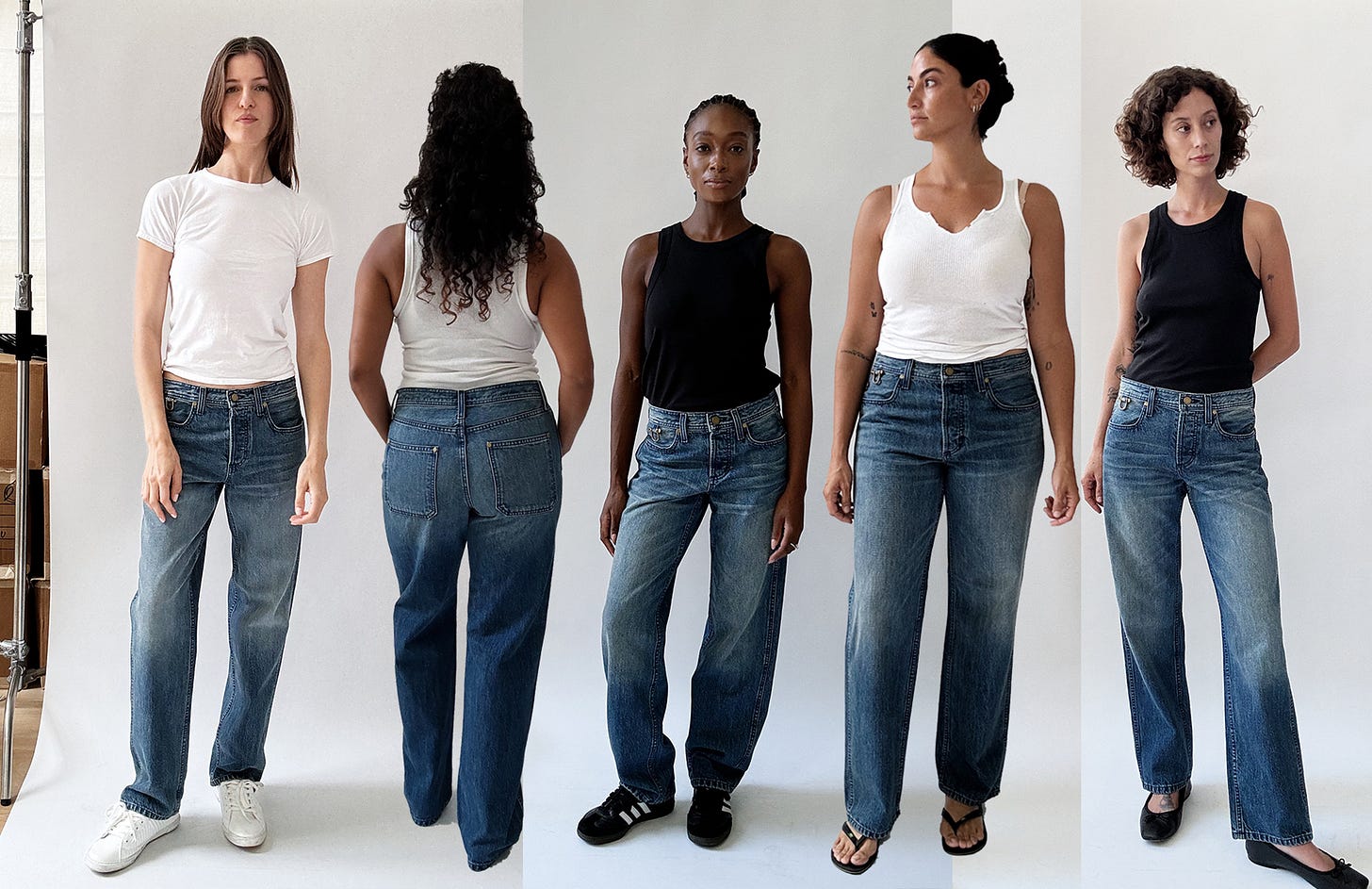 Various sized models showing The Only Jane Georgia jean