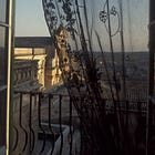 through the window