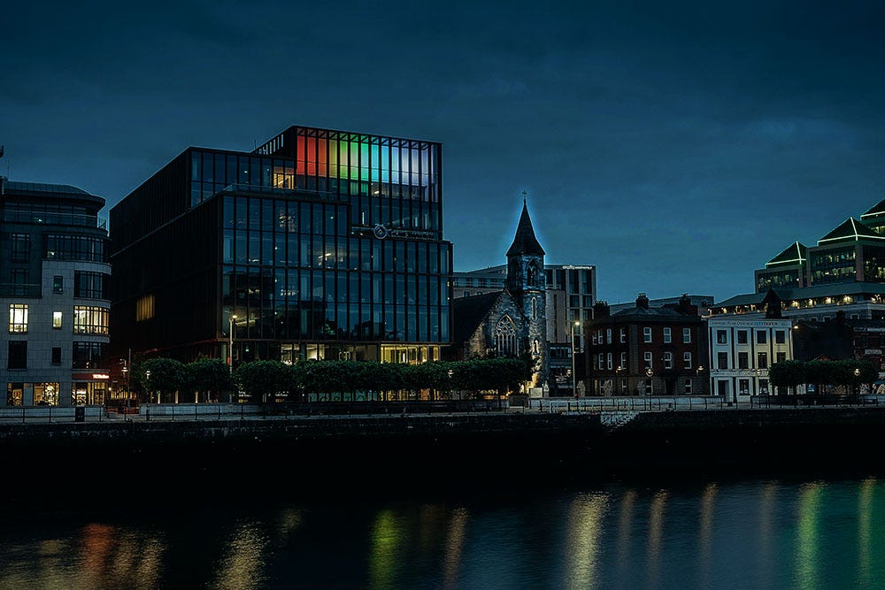 The Church of the Immaculate Heart of Mary in Dublin, Ireland on the River Liffey