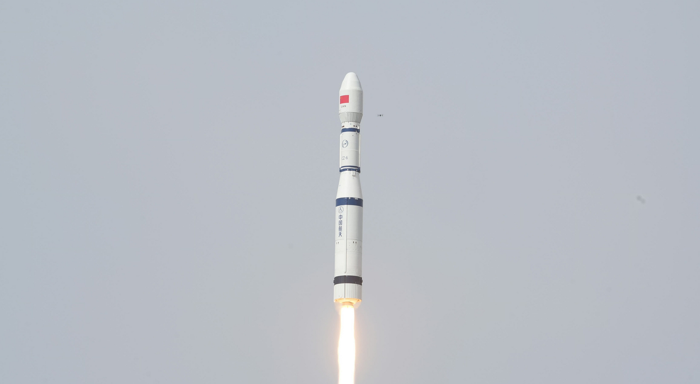 The Long March 6 Y14 vehicle during first-stage flight after liftoff from Launch Complex 16.