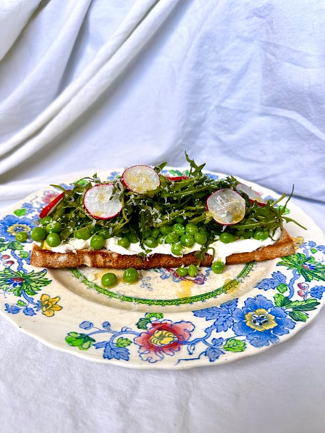 Spring Toast with Whipped Cottage Cheese, Peas & Rocket