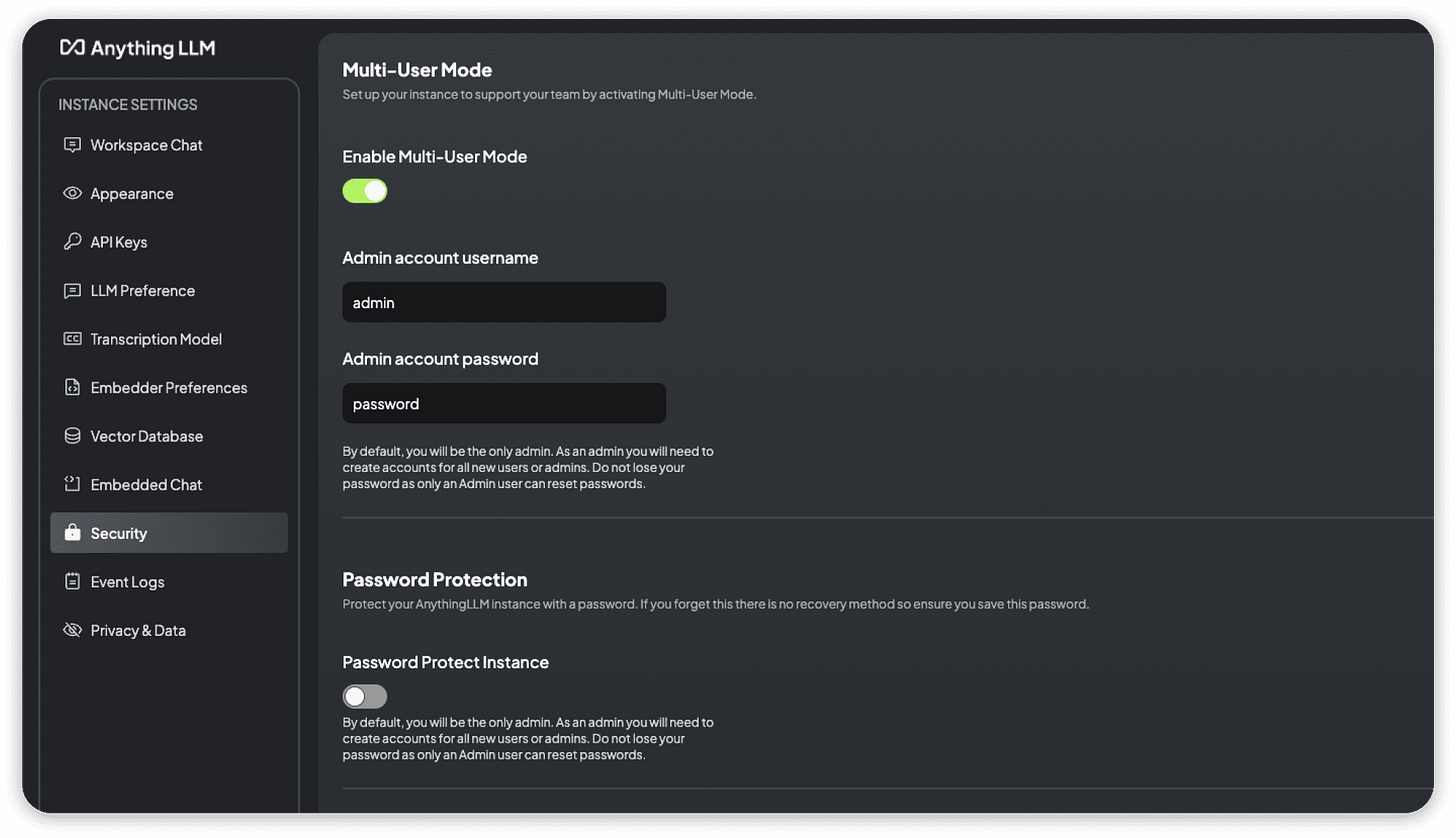 Security and Access ~ AnythingLLM