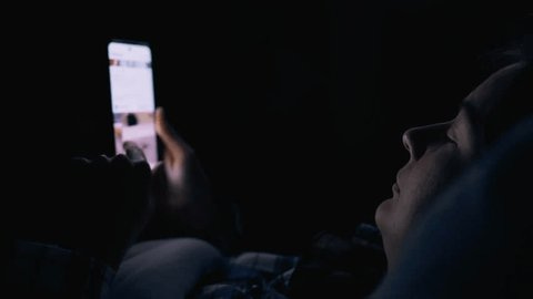 Girl Lies Bed Looks Into Bright Girl Lies Bed Looks Into Bright