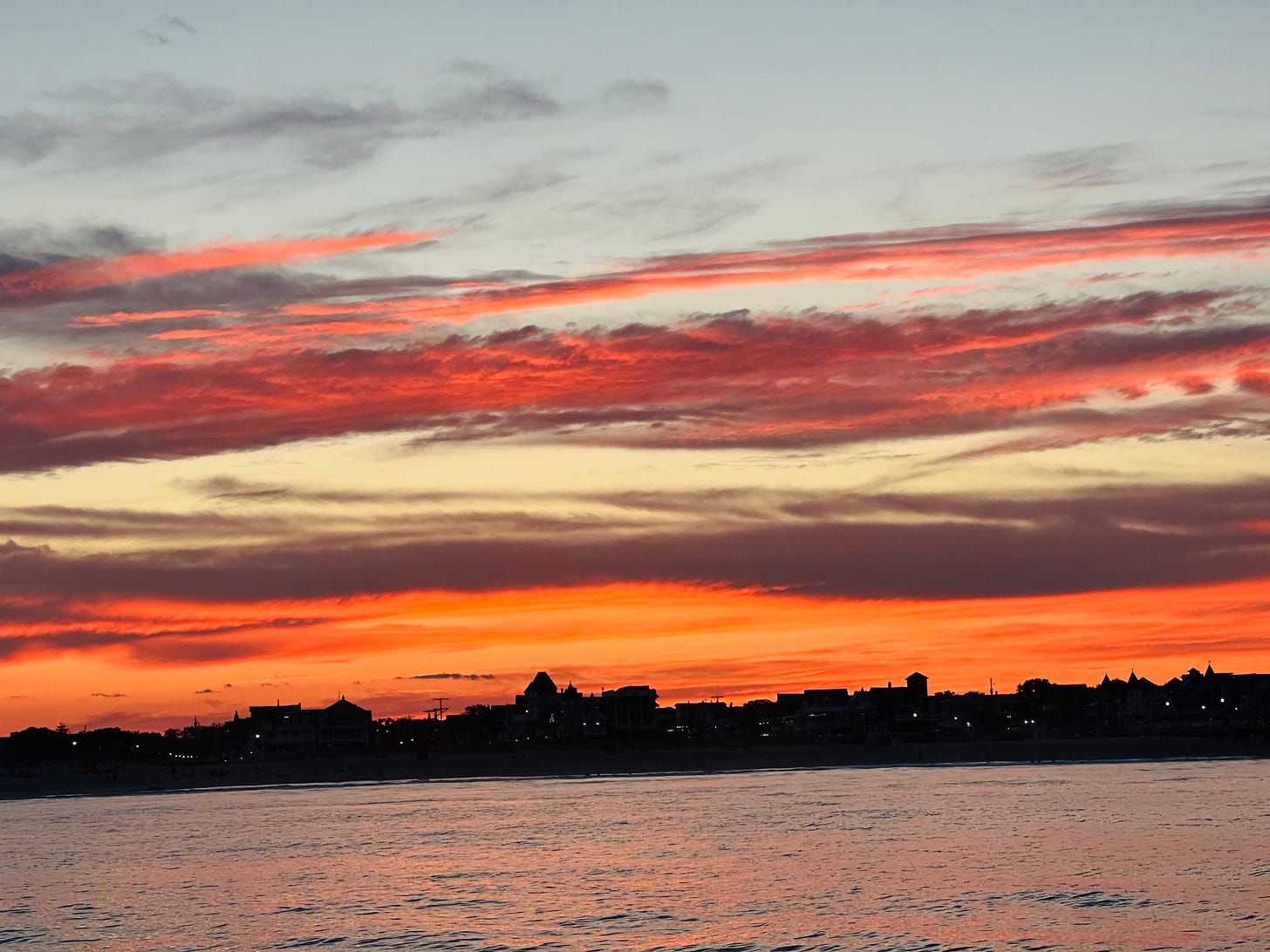 Sun setting over the Atlantic highlands in New Jersey.