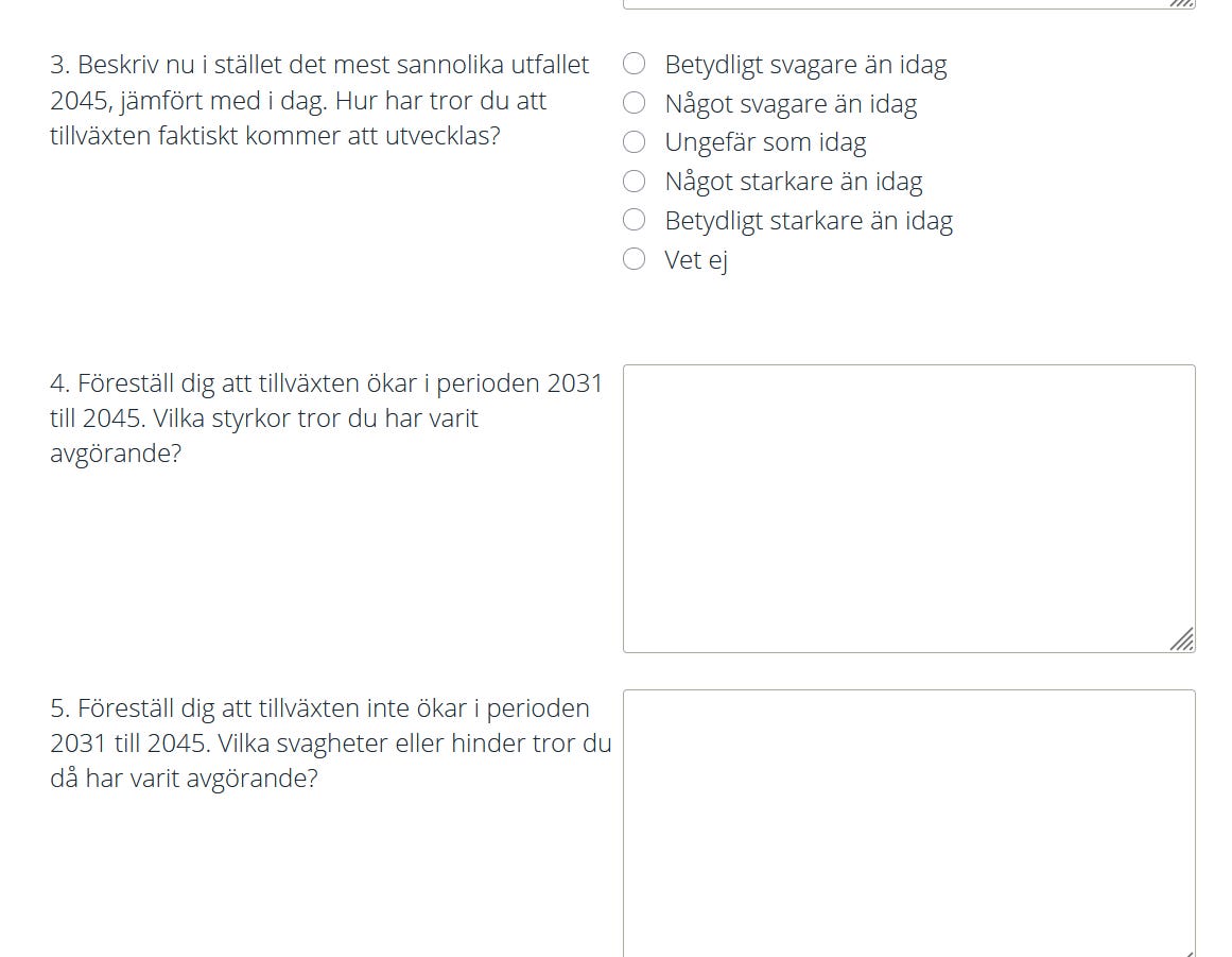 Några av frågorna i enkäten