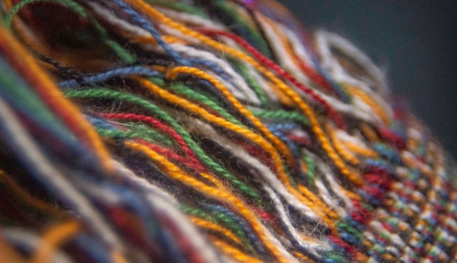 orange blue and white textile