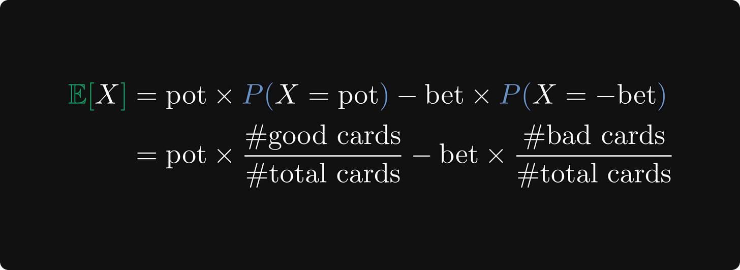 Expected winnings on the river