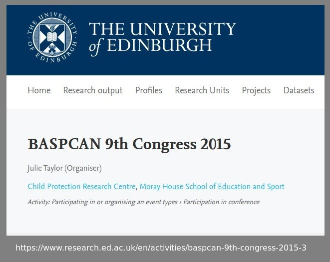 BASPCAN's 2015 Edinburgh university conference