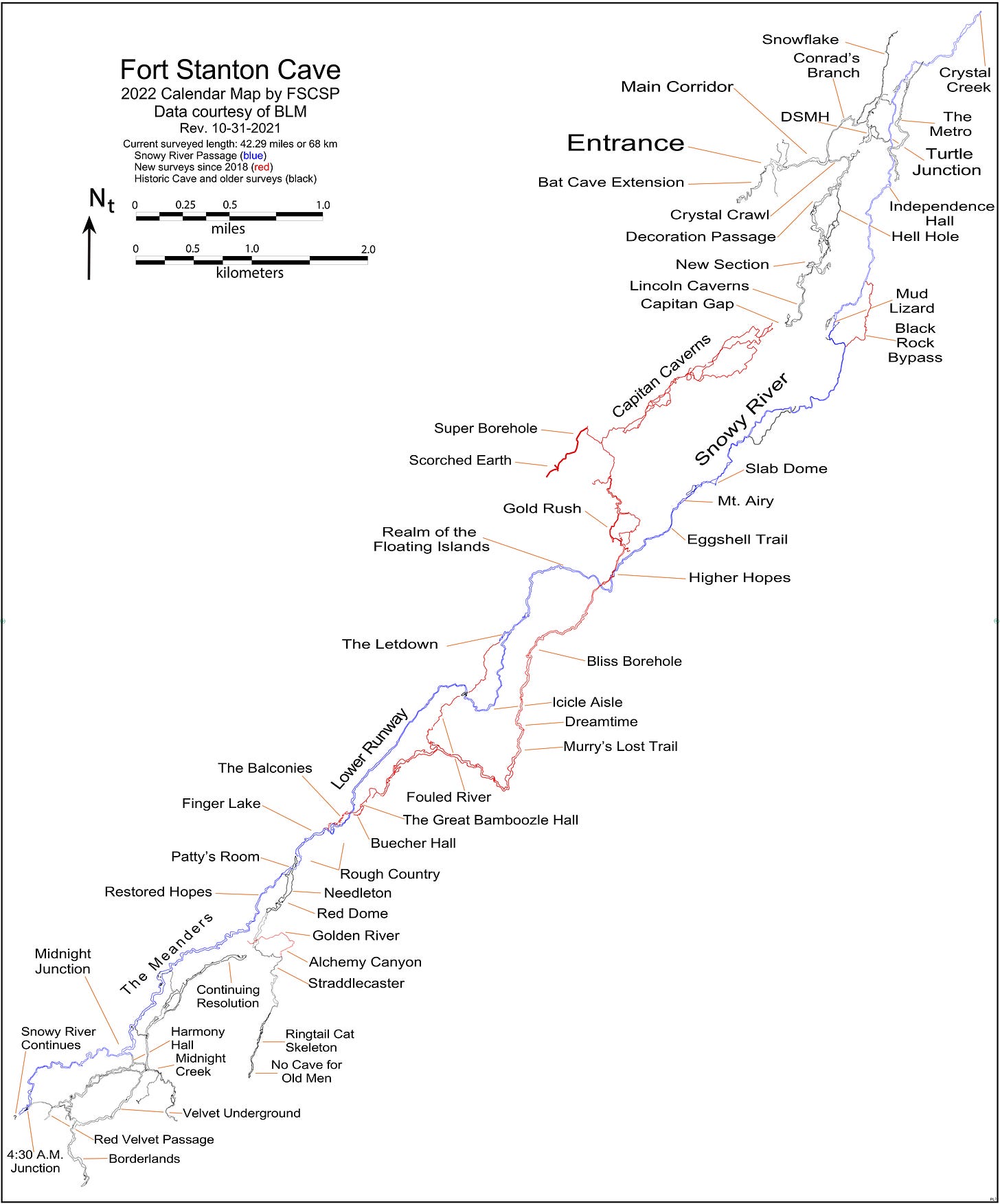 map of Fort Stanton Cave map of Fort Stanton Cave