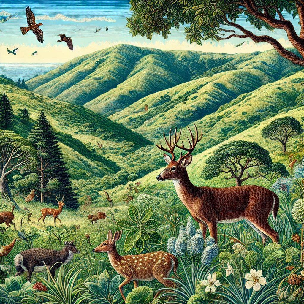 garrapata state park in the style of audubon