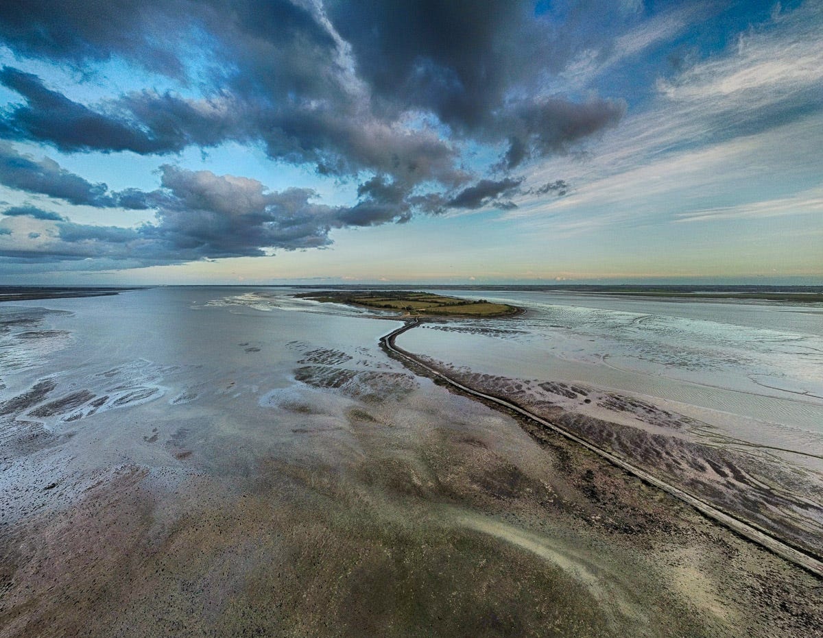 Osea Island and Causeway, Blackwater Estuary - Photos by Drone - Grey ...