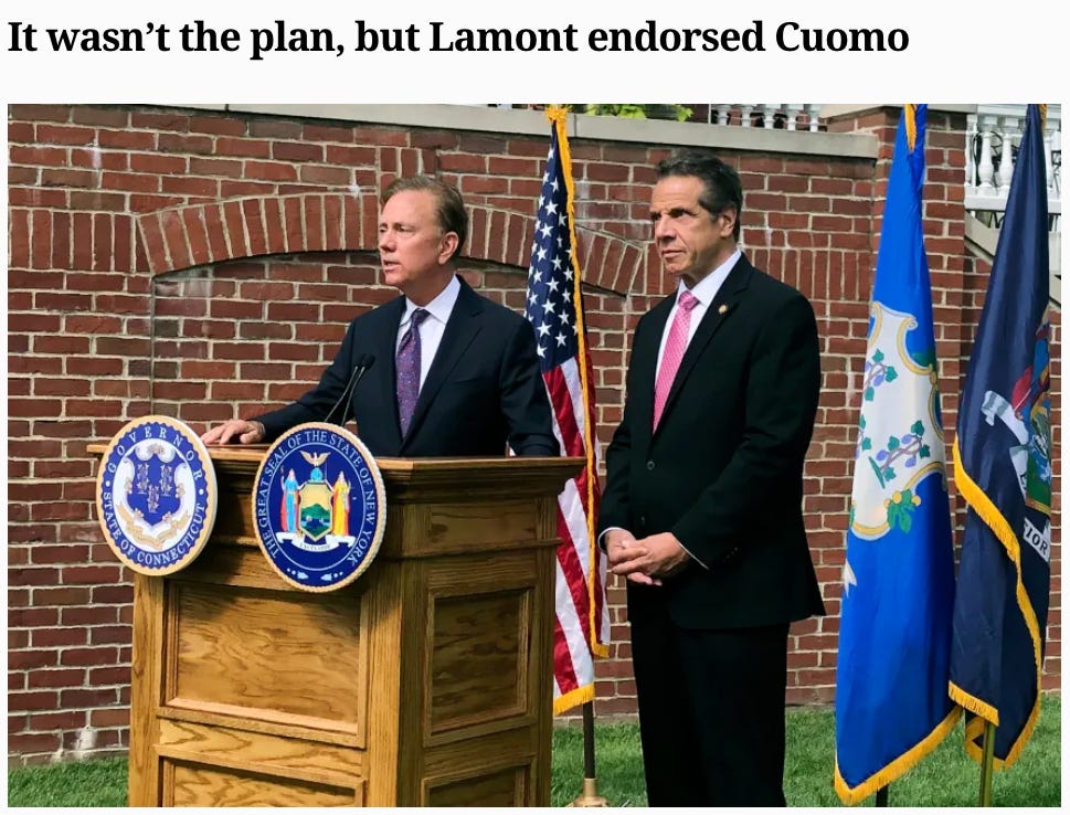 Governor Lamont endorsing Andrew Cuomo