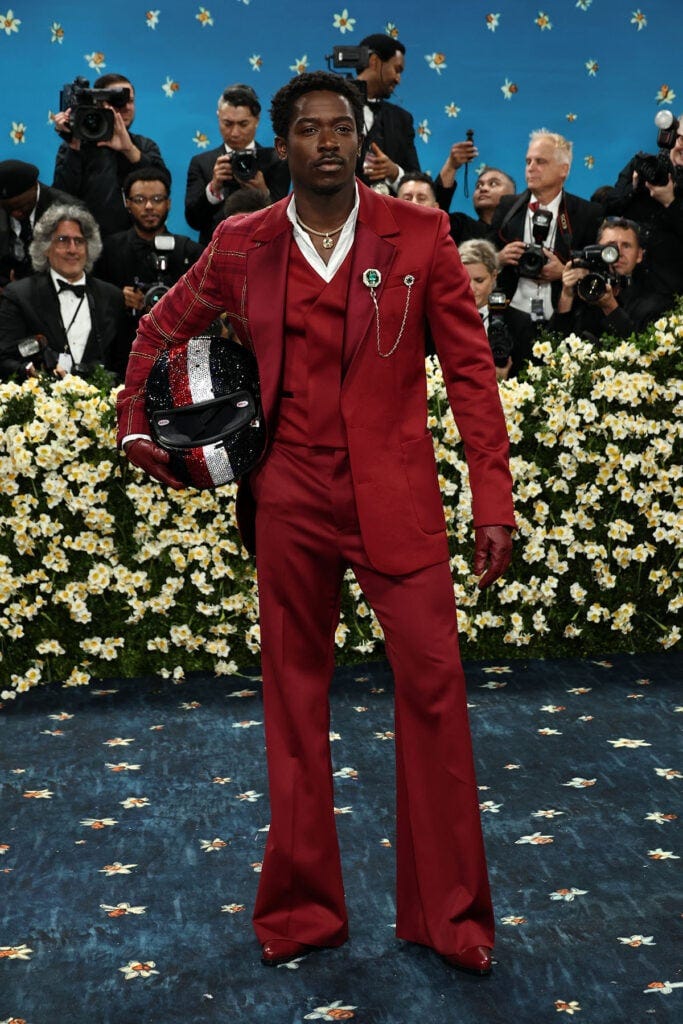 Damson Idris attends the 2025 Met Gala Celebrating "Superfine: Tailoring Black Style"