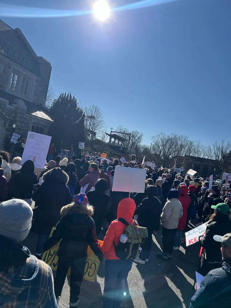 Crowd in Madison, NJ at the No Kings protest. Crowd in Madison, NJ at the No Kings protest.