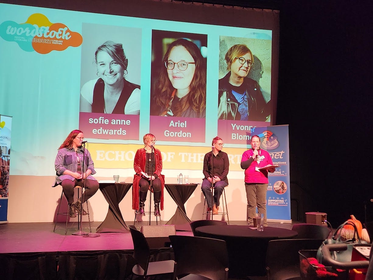 Echoes of the Earth with Ariel Gordon, Yvonne Blomer, and Sophie Anne Edwards. Introduced by Heather Campbell.