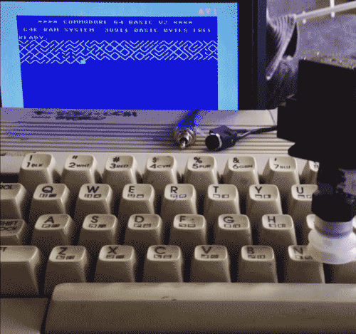 text-mode:
“Stupid robot executes that 10print program. Video here. By Goto80.
”