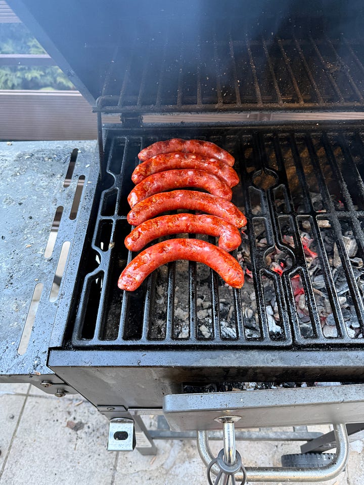 Sausages and steak in Poland. 