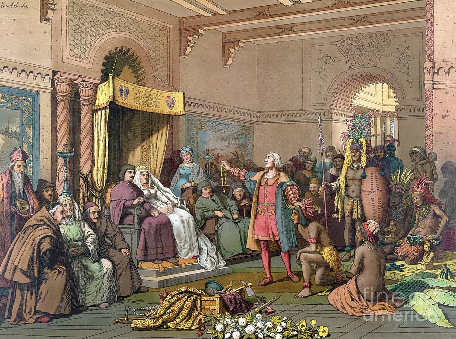 Columbus At Spanish Royal Court, 1493 by Science Source