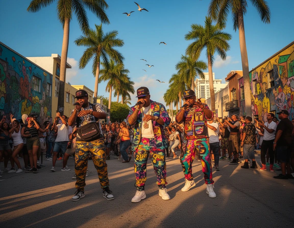 2 Live Crew rap group rapping outside in Miami, Florida 2 Live Crew rap group rapping outside in Miami, Florida