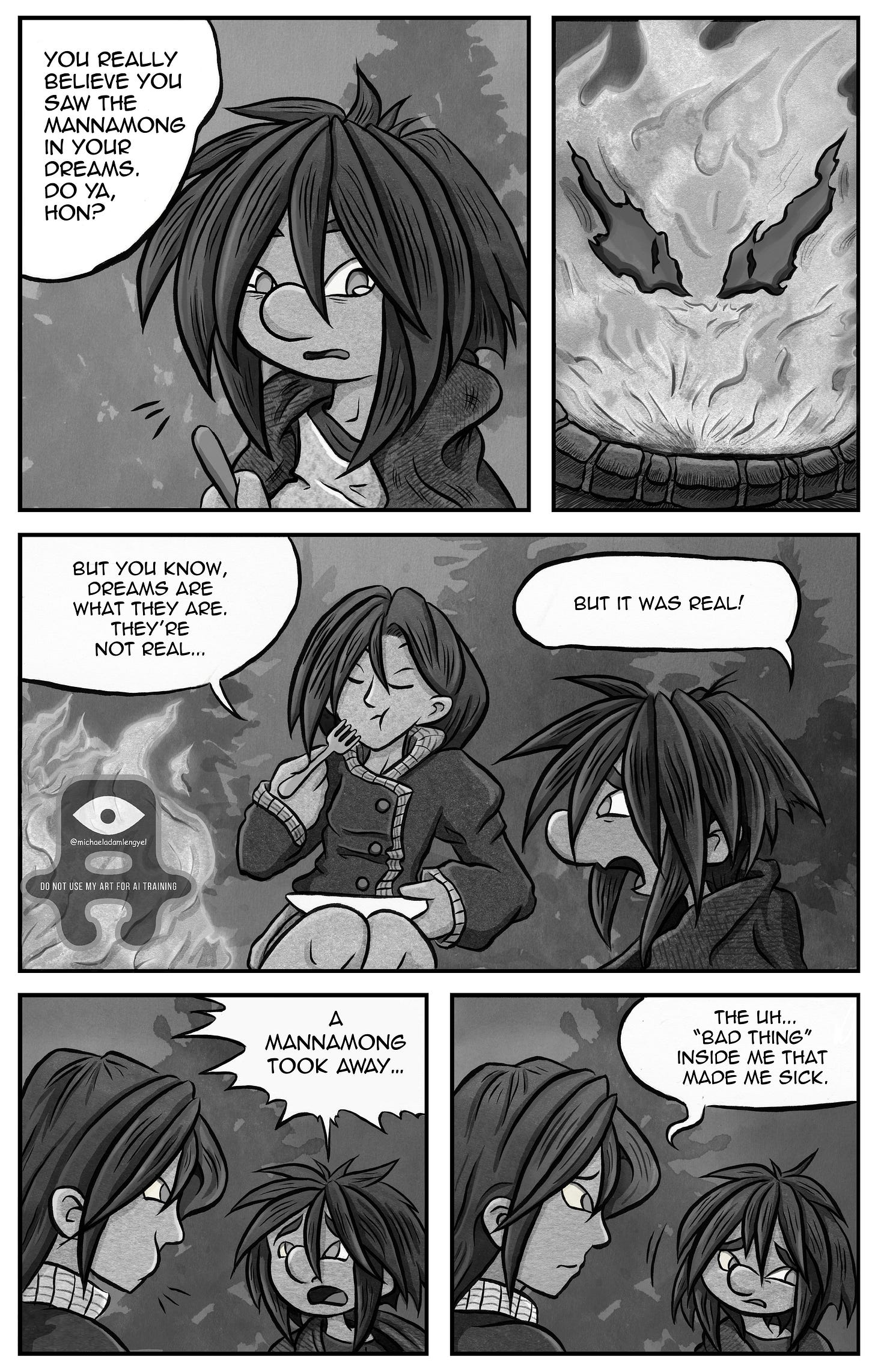 Kali insists to her mother that the mannamong in her dream was real and that it removed the “bad thing” inside her that made her sick. Kali insists to her mother that the mannamong in her dream was real and that it removed the “bad thing” inside her that made her sick.
