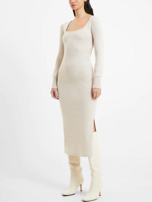 chinese dress ladies MEROKEETY Womens Long Sleeve V Neck Sweater Dress 2026 Button Ribbed Knit  Elegant Maxi Winter Dresses, Lvory, Medium at Amazon Women's Clothing store