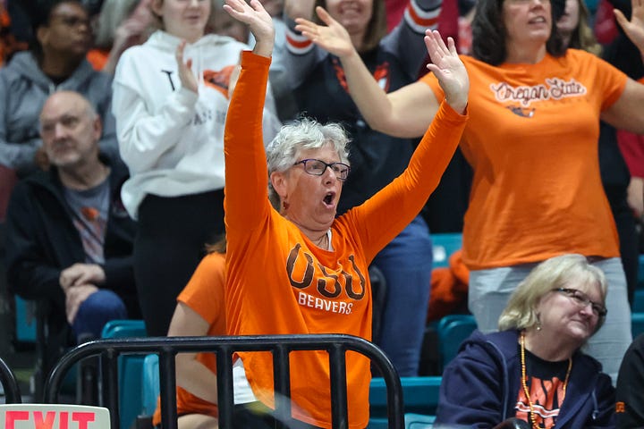 Oregon State fans packed MGM Grand Garden Arena.