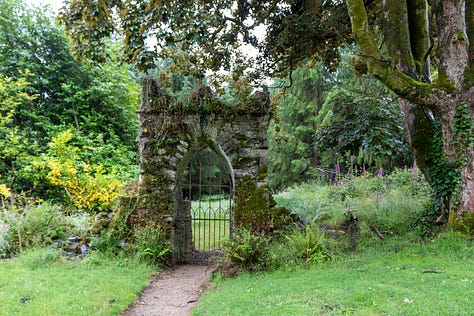 Garden gate with vines, personal mandala offering to a place I hold dear in my heart, and an invitation to answer a call
