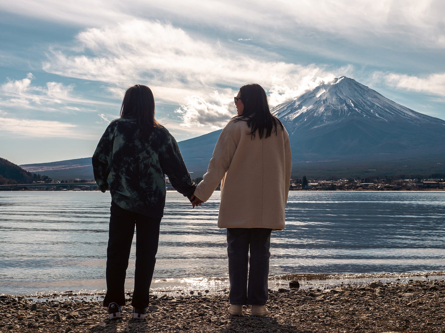 Standing in front of Mt. Fuji