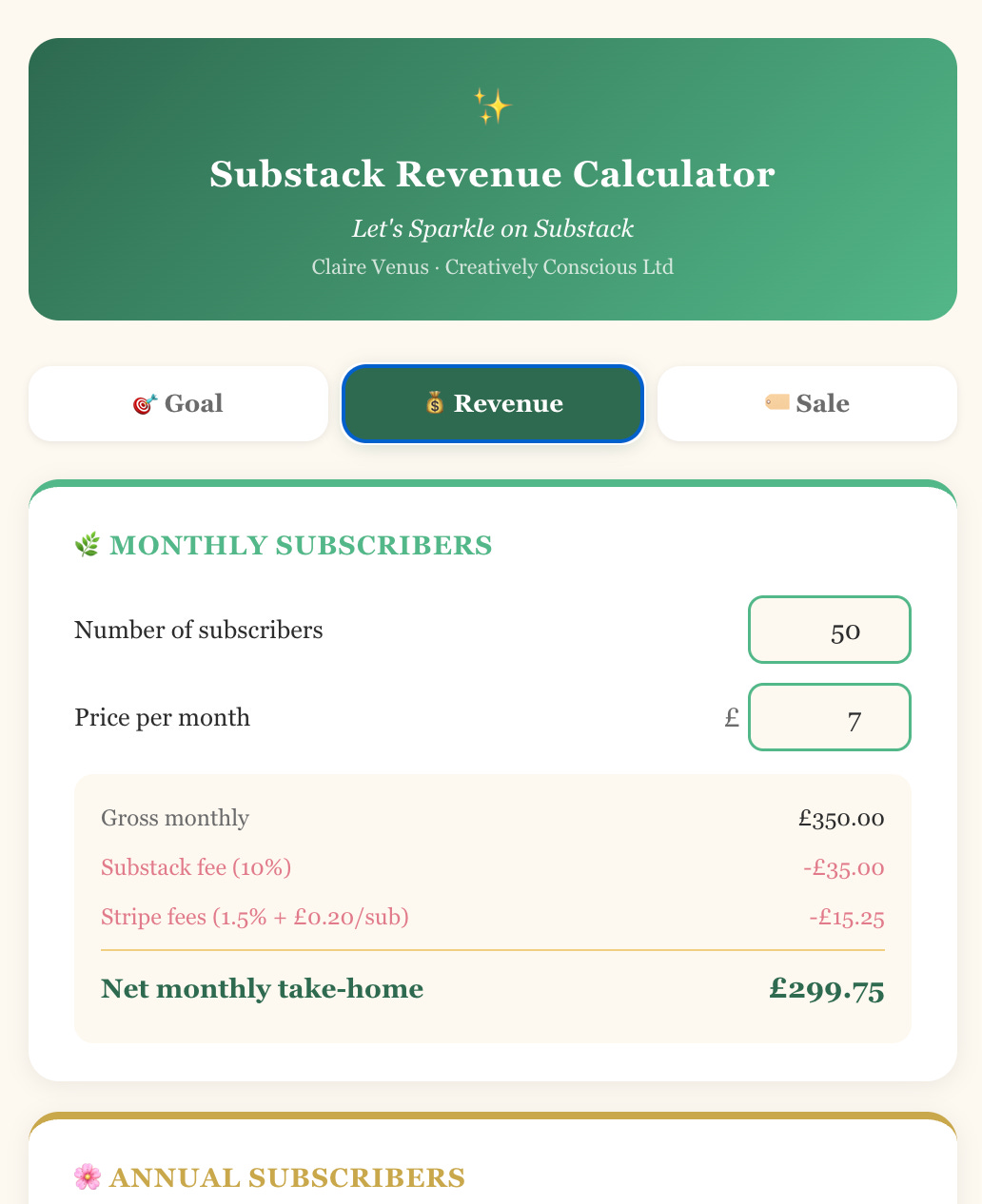 Substack income calculator