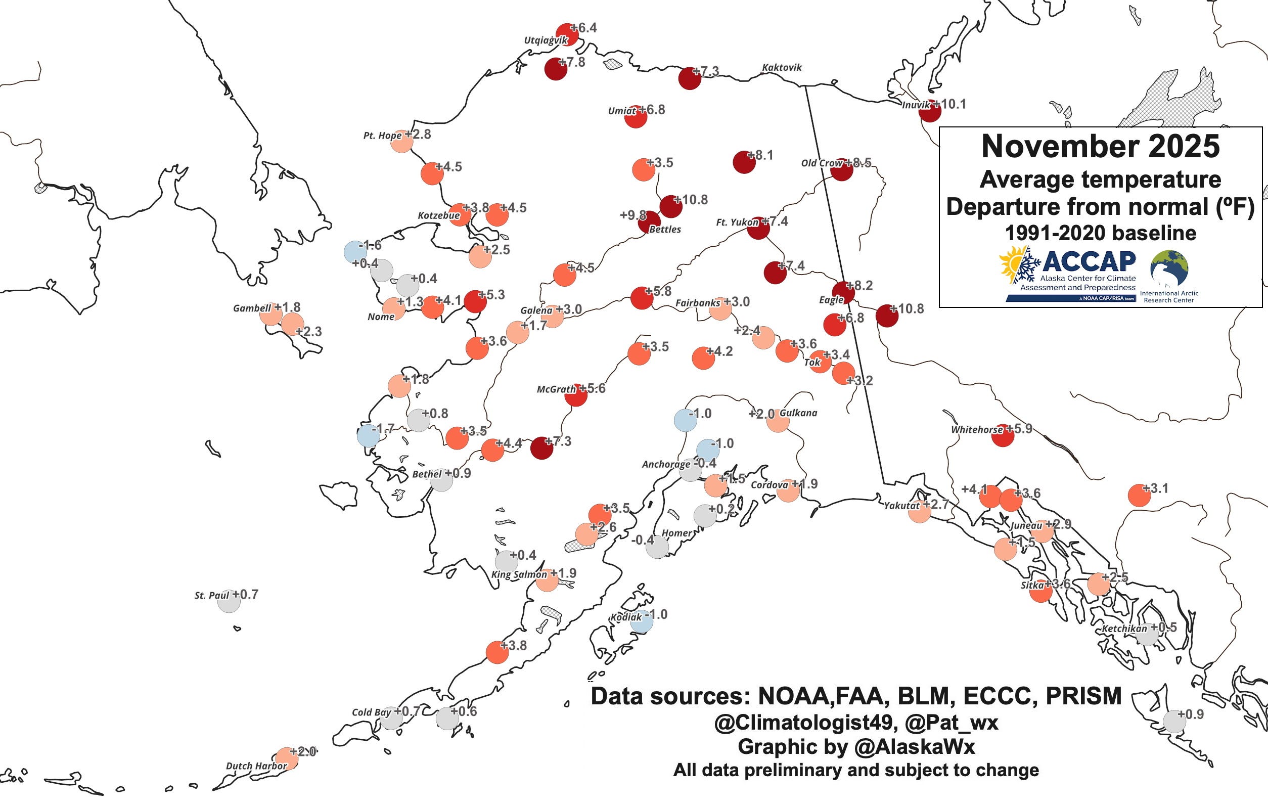 Alaska Climate Summary November 2025 - by Rick Thoman