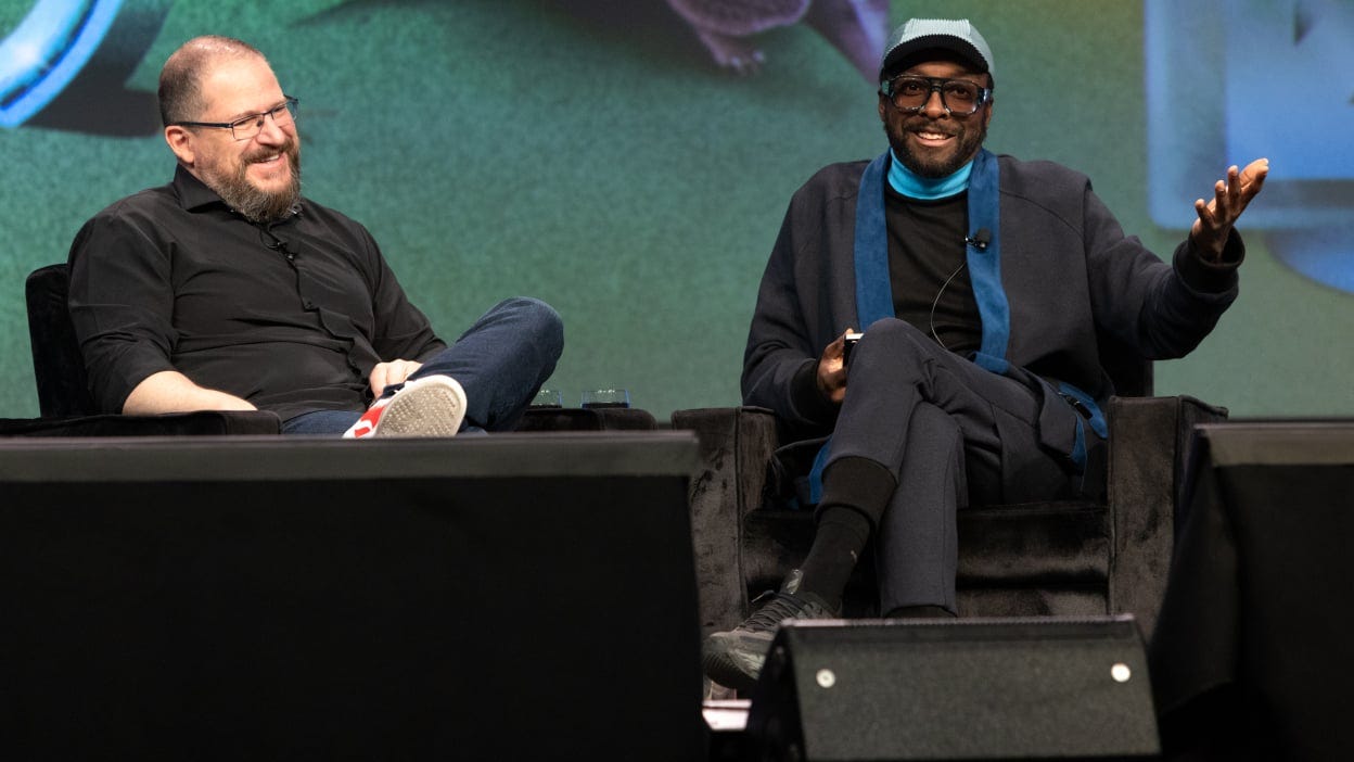 Cristiano Amon, will.i.am at Featured Session "AI is the New UI: Transforming Your Everyday" during SXSW Conference & Festivals at Austin Convention Center on March 11, 2025 in Austin, Texas