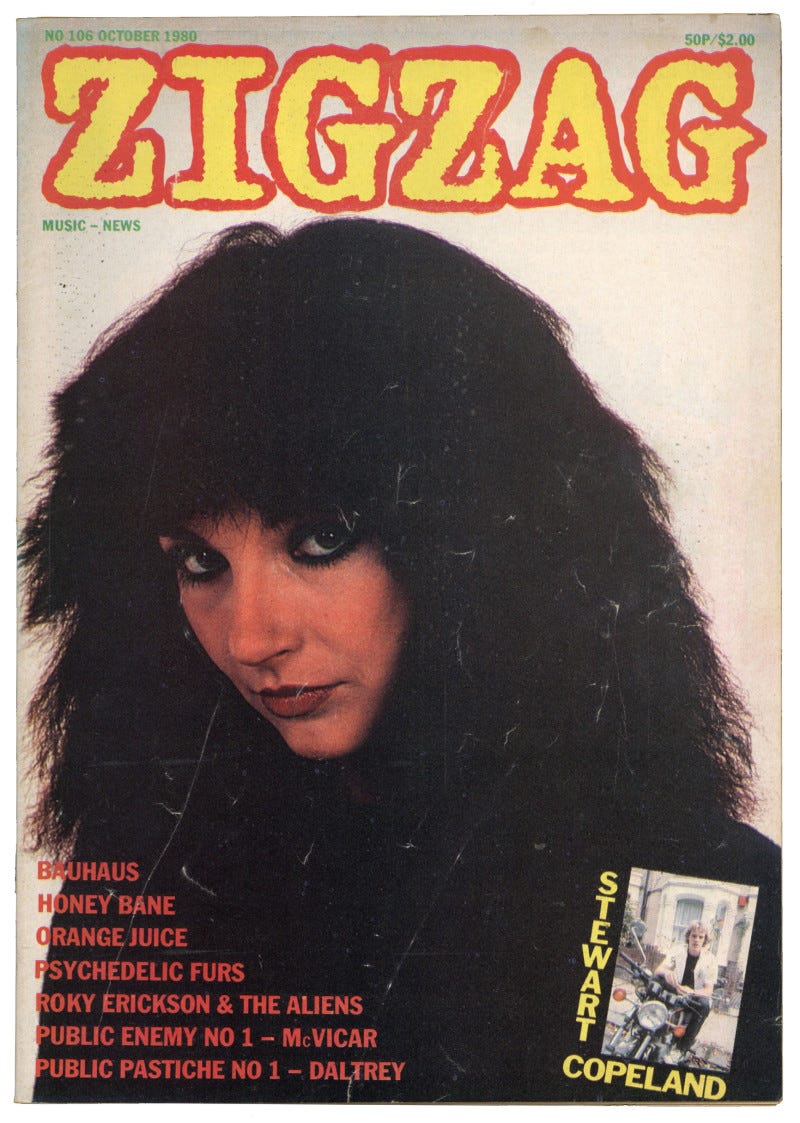 Zigzag Magazine No 106 October 1980 Roky Erickson Bauhaus Kate Bush Roger Daltrey Veiled Threat Police