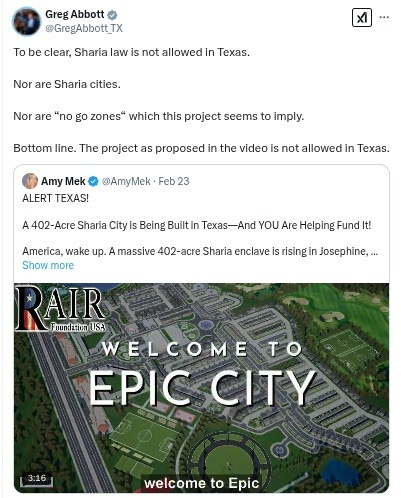 "The project as proposed in the video is not allowed in Texas" - Governor Greg Abbott "The project as proposed in the video is not allowed in Texas" - Governor Greg Abbott