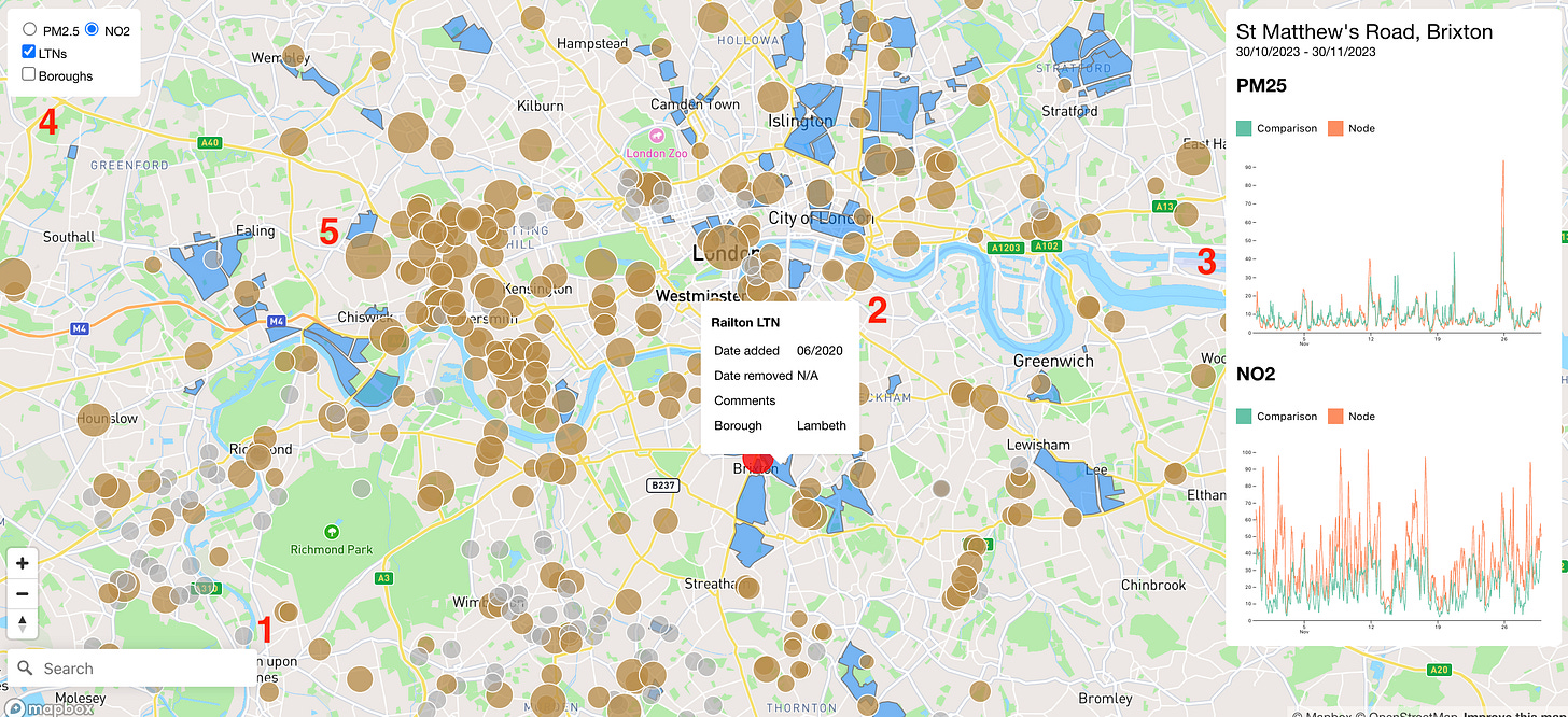 Screenshot showing some of the features of the new tool