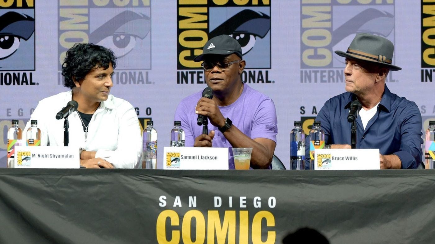 m night shyamalan samuel jackson and bruce willis for glass movie m night shyamalan samuel jackson and bruce willis for glass movie