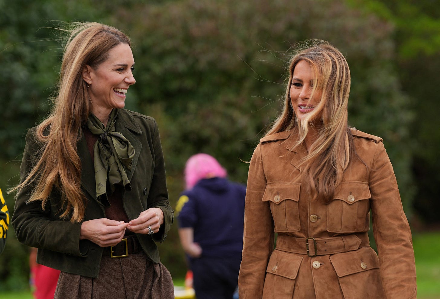 Princess Catherine and Melania Trump laughing Princess Catherine and Melania Trump laughing