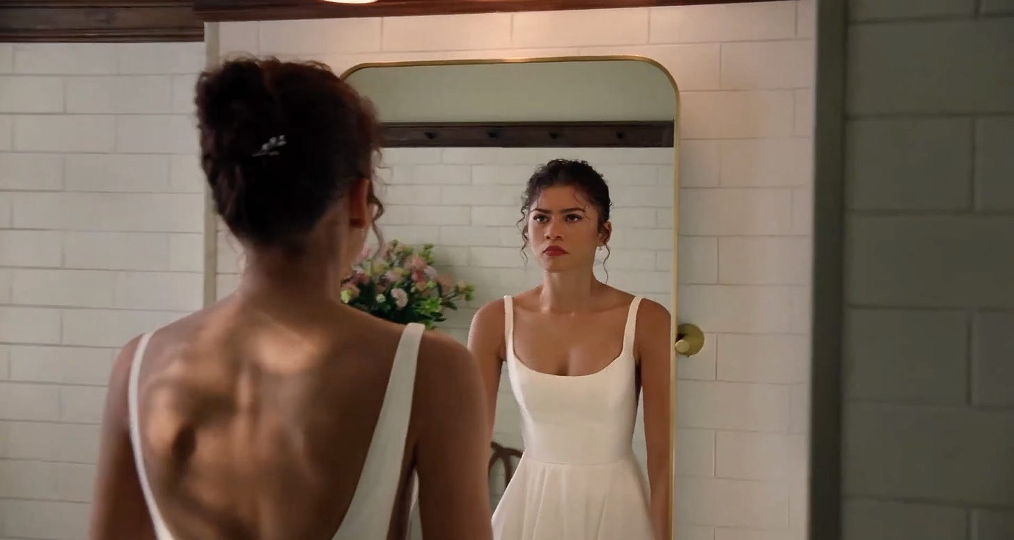 Zendaya Wears Backless Wedding Dress and Diamond Ring in 'The Drama'