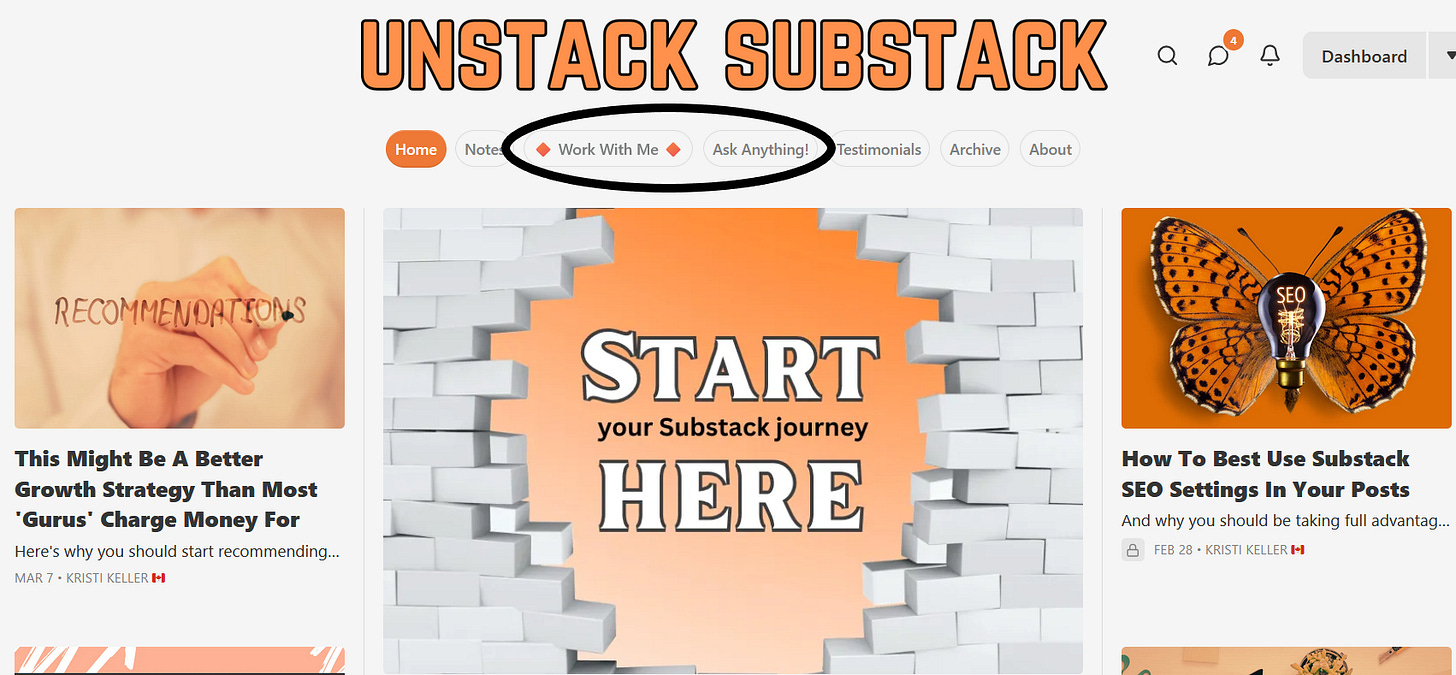 Screenshot of Unstack Substack homepage to demonstrate custom Substack pages Screenshot of Unstack Substack homepage to demonstrate custom Substack pages