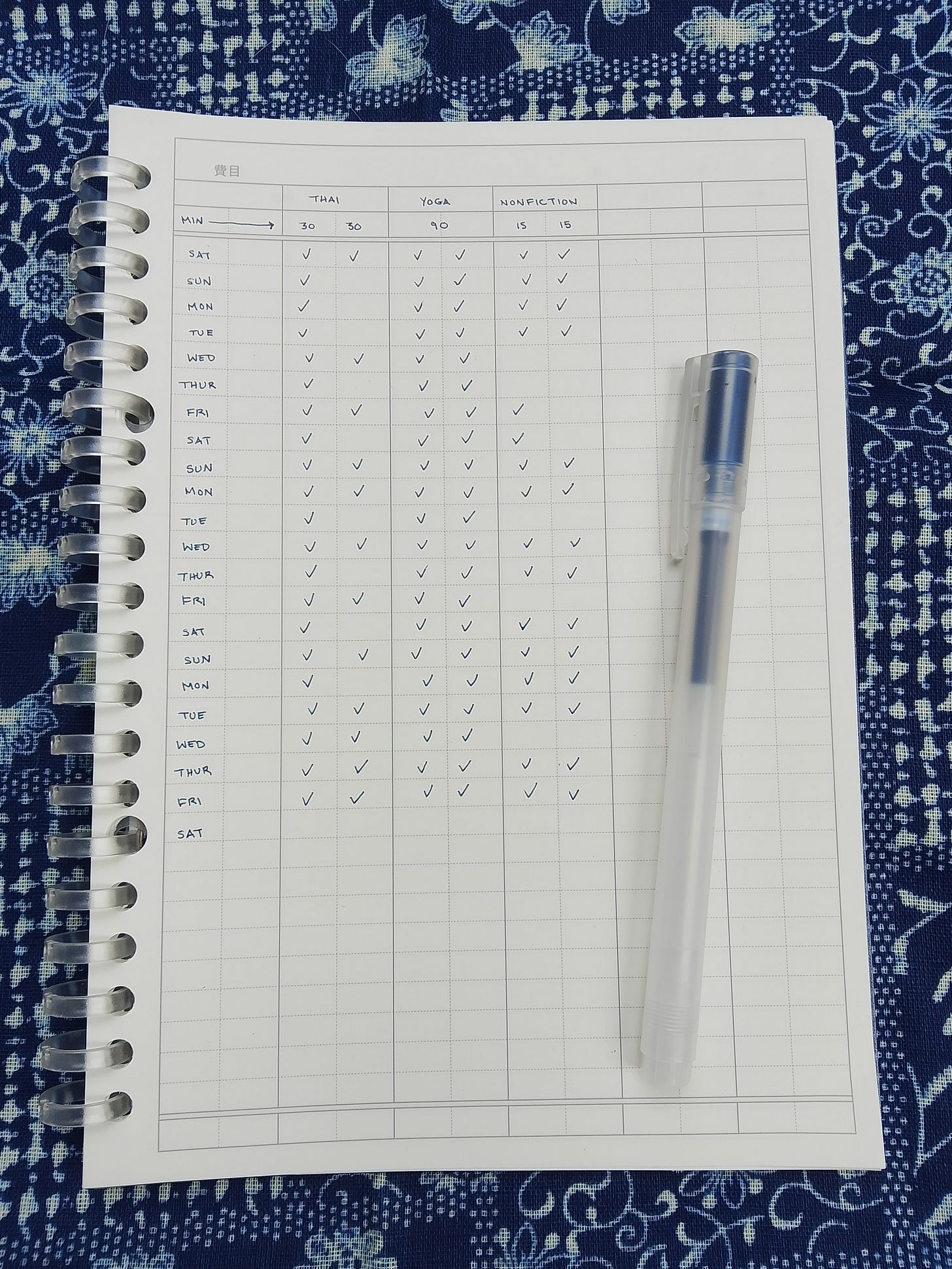 Handwritten checklist in spiral notebook, by author Handwritten checklist in spiral notebook, by author