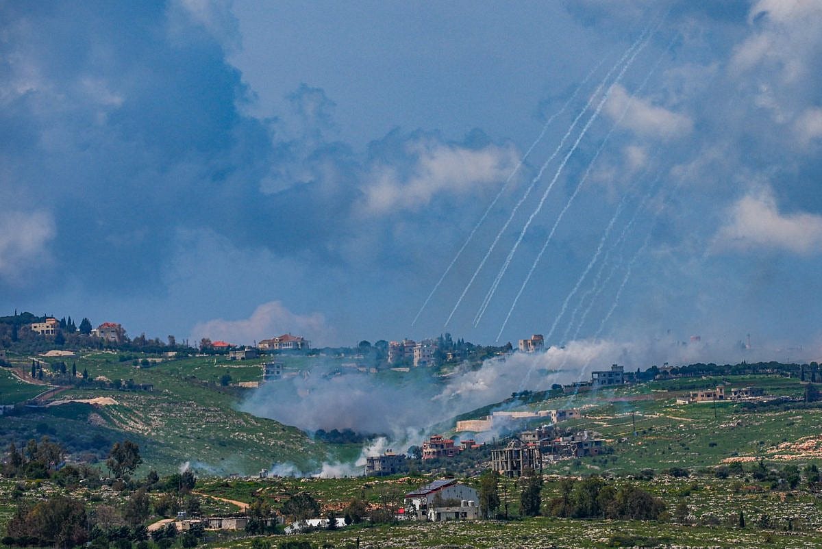 Smoke rises from southern Lebanon following Israeli airstrikes, April 11, 2026. (Ayal Margolin/Flash90)