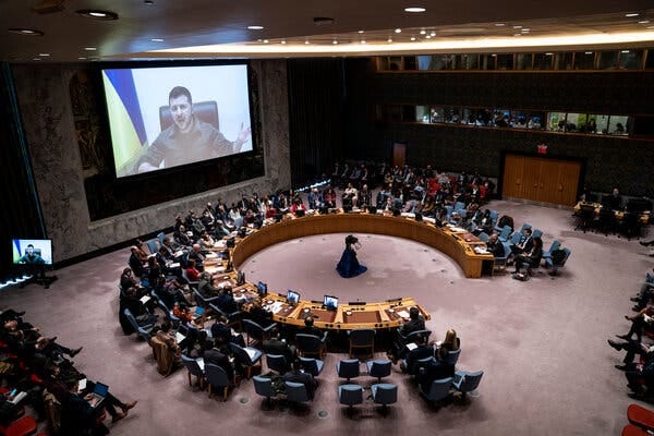 Zelensky Accuses Russia of War Crimes, Criticizes U.N.'s Inaction - The New  York Times