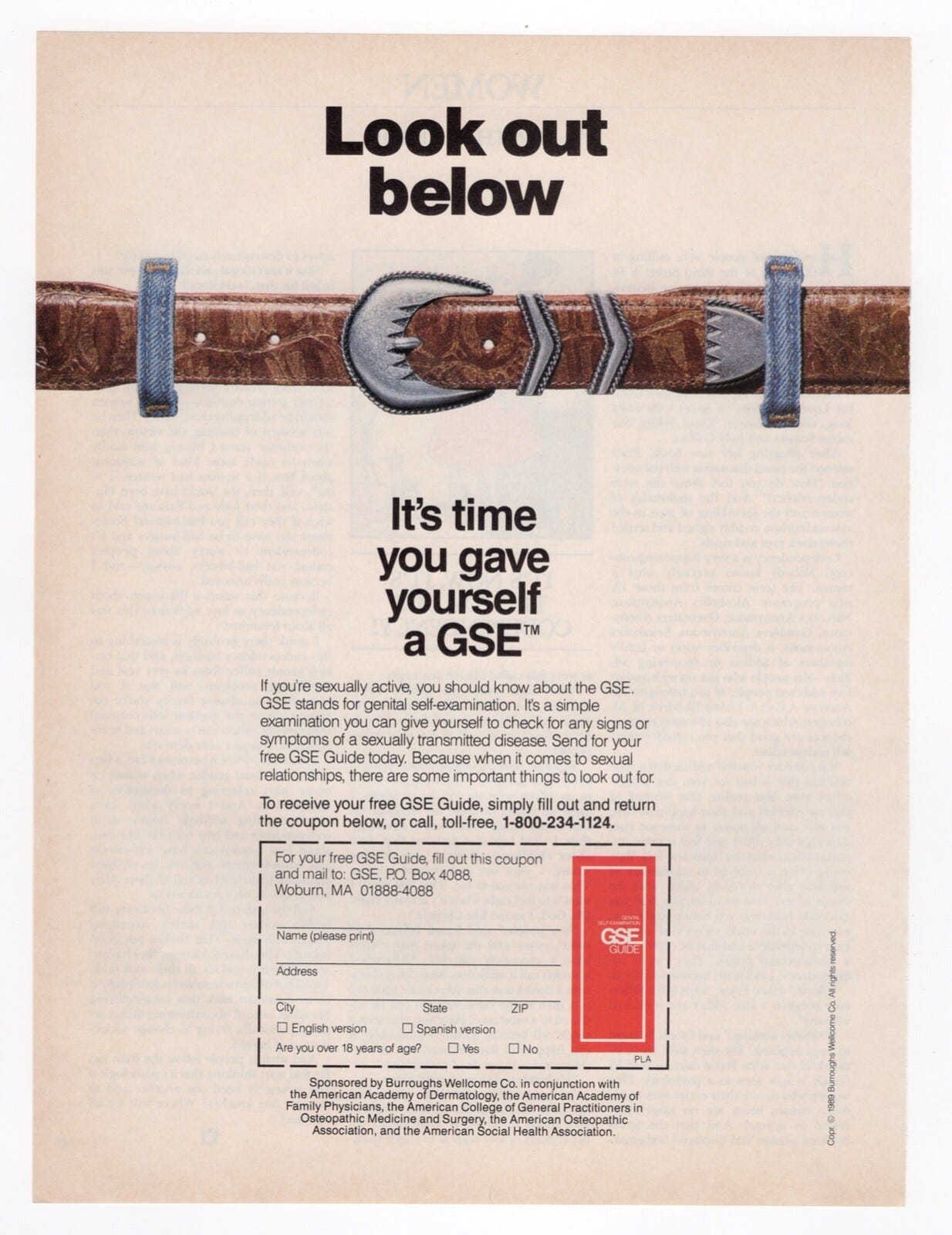 vintage 1990s Print Ad It's Time you gave yourself a GSE sexual health STD exam - Picture 1 of 1 vintage 1990s Print Ad It's Time you gave yourself a GSE sexual health STD exam - Picture 1 of 1