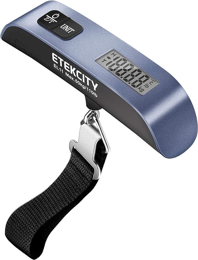 Etekcity Luggage Scale, Digital Suitcase Weight Scales for Travel Essential Accessories, Portable Hanging Fishing Scale for Travel Bag Tags, Cruise Ship Essentials, 110 Pounds, Battery Included