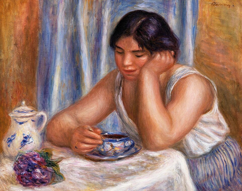 File:Cup of Chocolate (Femme prenant du chocolat) (1912) by Pierre-Auguste Renoir. Original from Barnes Foundation. Digitally enhanced by rawpixel. (50623851931).jpg