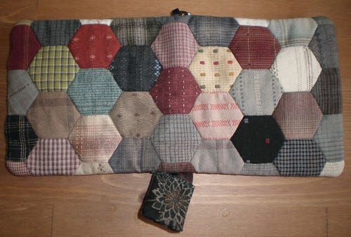 Traditional japanese fabric sewing wallet outside Traditional japanese fabric sewing wallet outside