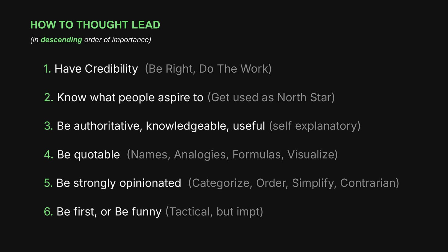 How to Thought Lead framework - 6 rules in descending order